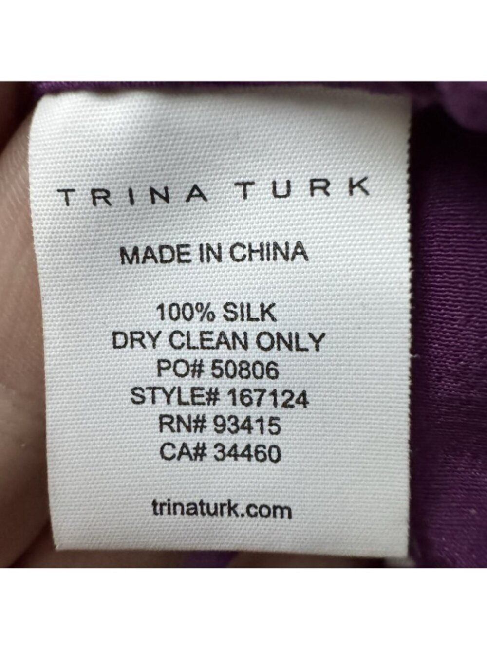 Trina Turk 100% Silk Floral Blouse Purple V Neck Balloon Sleeve Size M - Picture 5 of 6